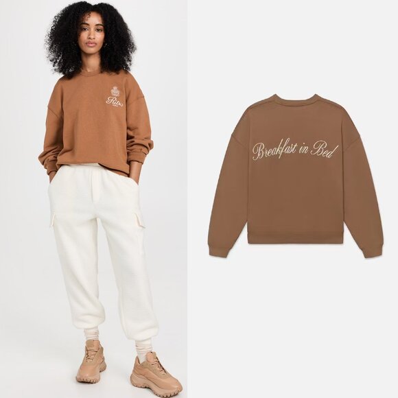 Frame Ritz Unisex Breakfast In Bed Crewneck Sweatshirt  in Camel XS - Picture 1 of 5